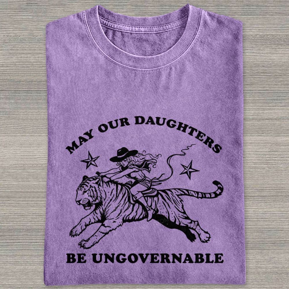 Vintage Western Cowgirl Tiger Graphic Washed T-shirt