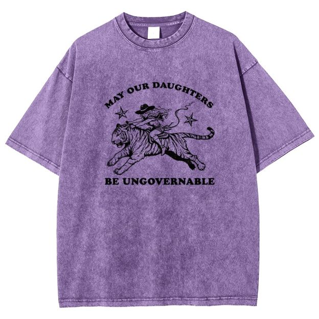 Vintage Western Cowgirl Tiger Graphic Washed T-shirt