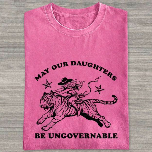 Vintage Western Cowgirl Tiger Graphic Washed T-shirt