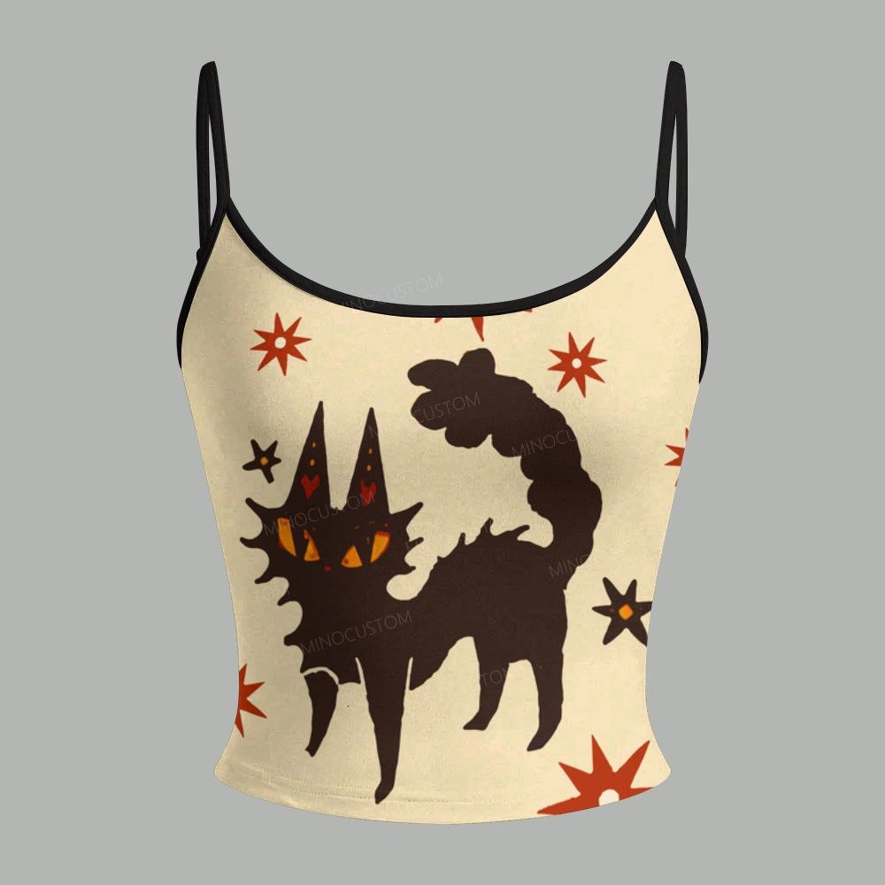 Cute Retro Ghost Black Cat Halloween Top & Elasticated Trousers Two-Piece Set