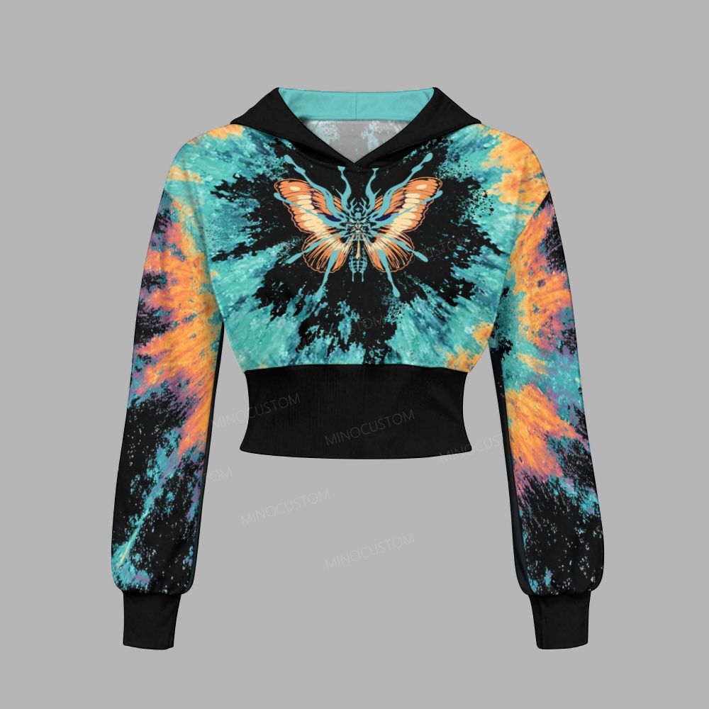Tie Dye Mystical Butterfly Slim-Fit Sweatshirt Set