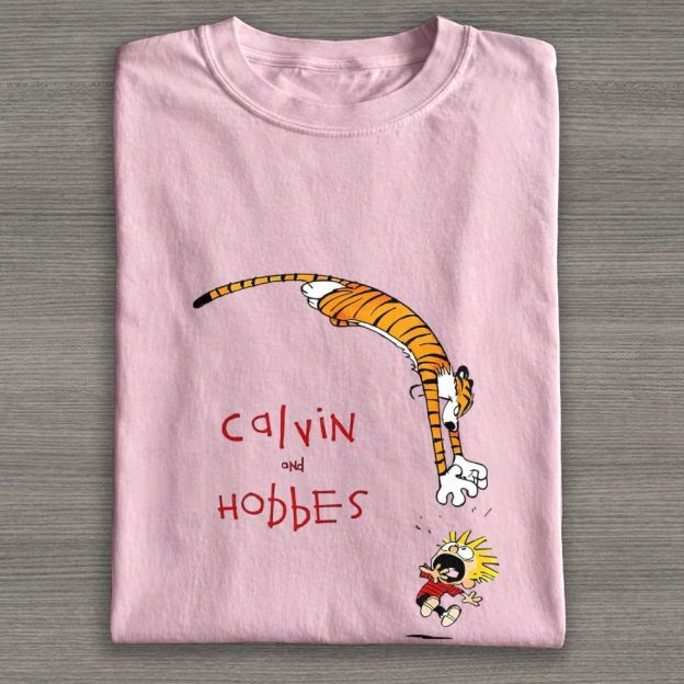 Whimsical Boy And Tiger Cartoon Jump Graphic Cotton T-shirt