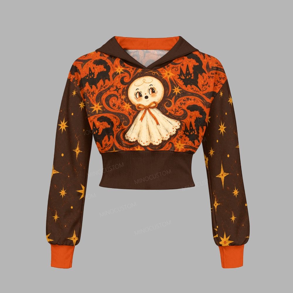Ghost Bat Black Cat Halloween Slim-Fit Sweatshirt Set