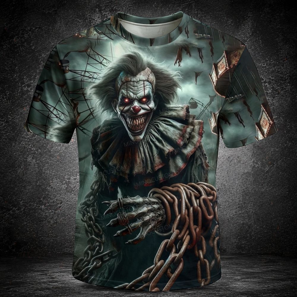 Men's  Vintage Creepy Carnival Clown Graphic Short Sleeve T-shirt