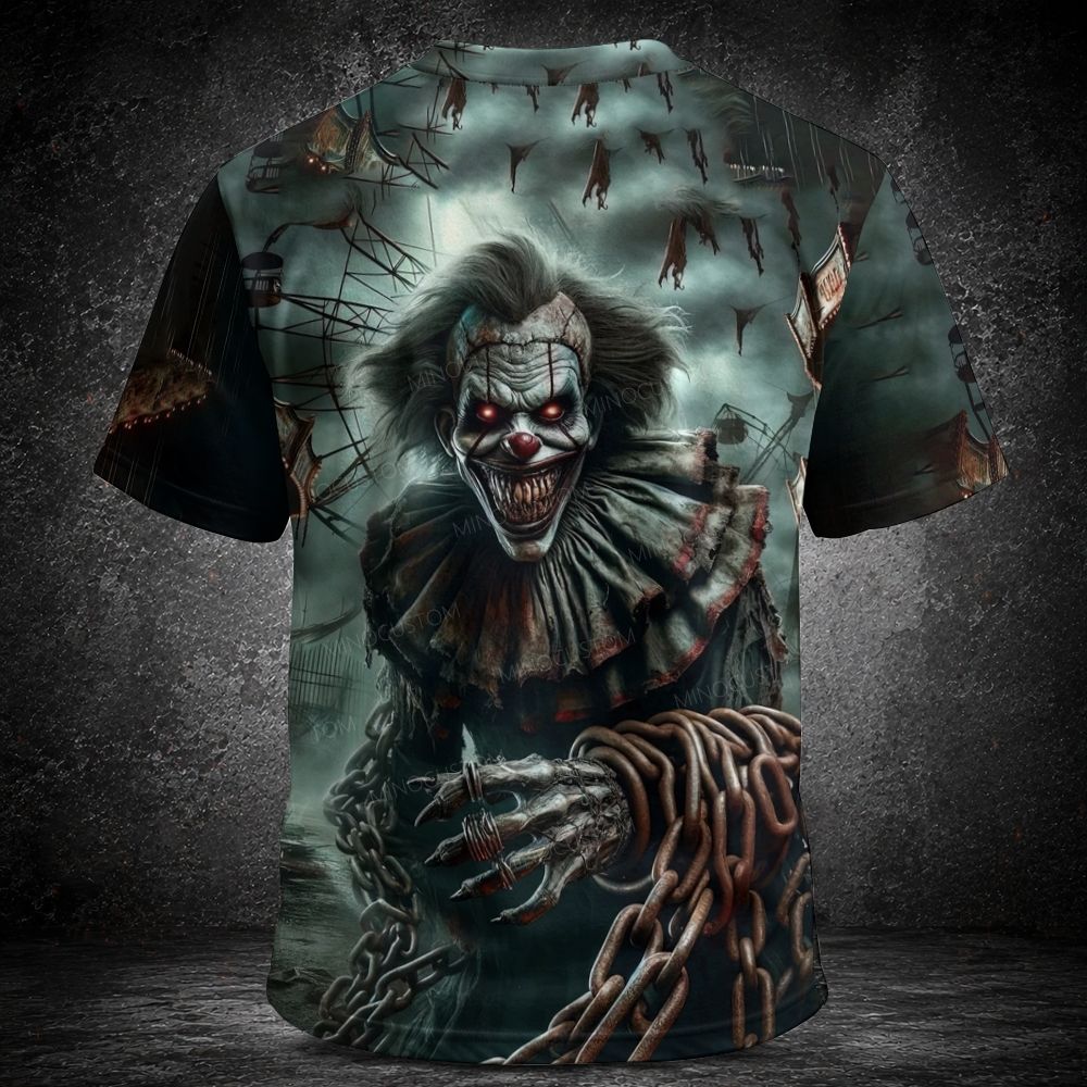 Men's  Vintage Creepy Carnival Clown Graphic Short Sleeve T-shirt
