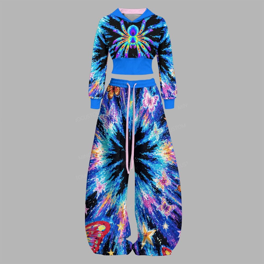 Rainbow Tarantula Spider Galaxy Slim-Fit Sweatshirt Set