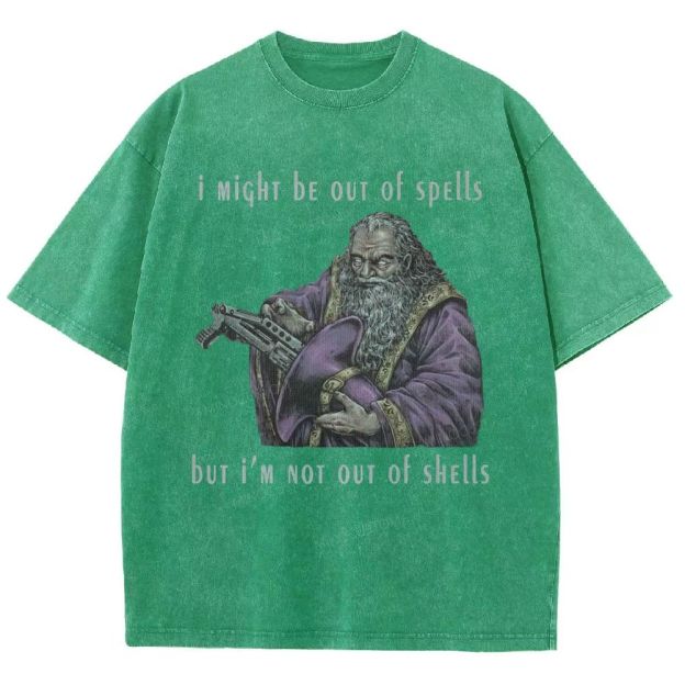 I Might Be Out Of Spells But Not Out Of Shells Unisex Fit Washed T-Shirt