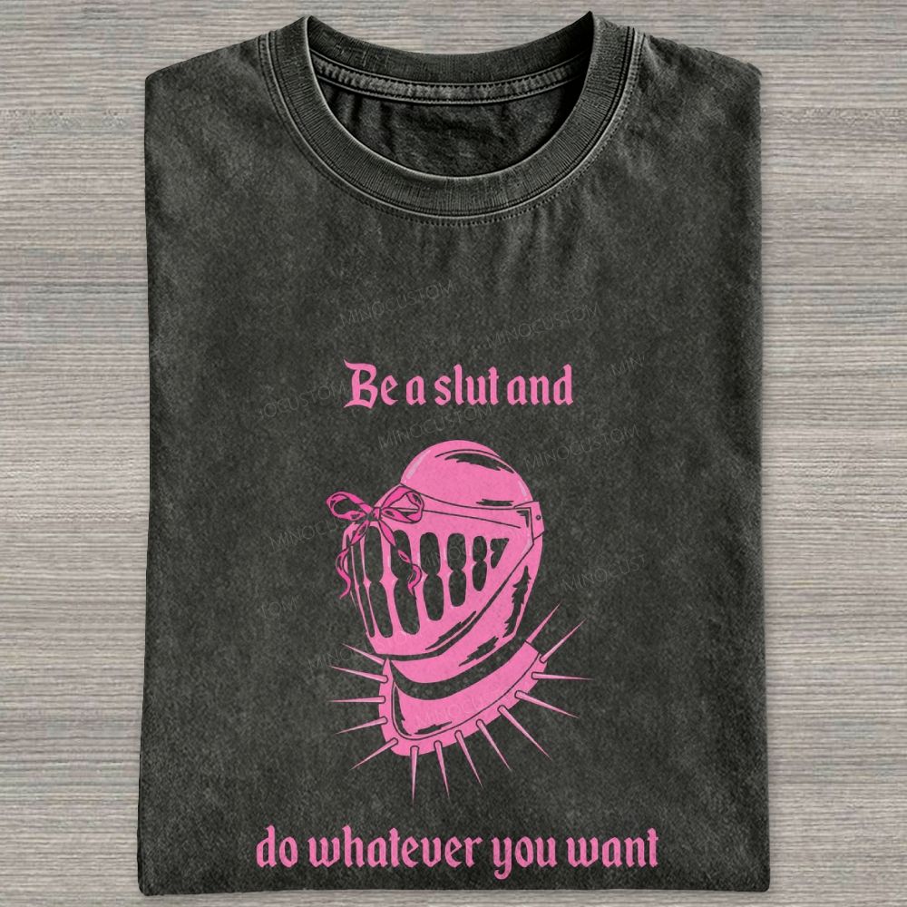 Pink Medieval Spiked Helmet With Bow Feminist Gothic Graphic Washed T-shirt