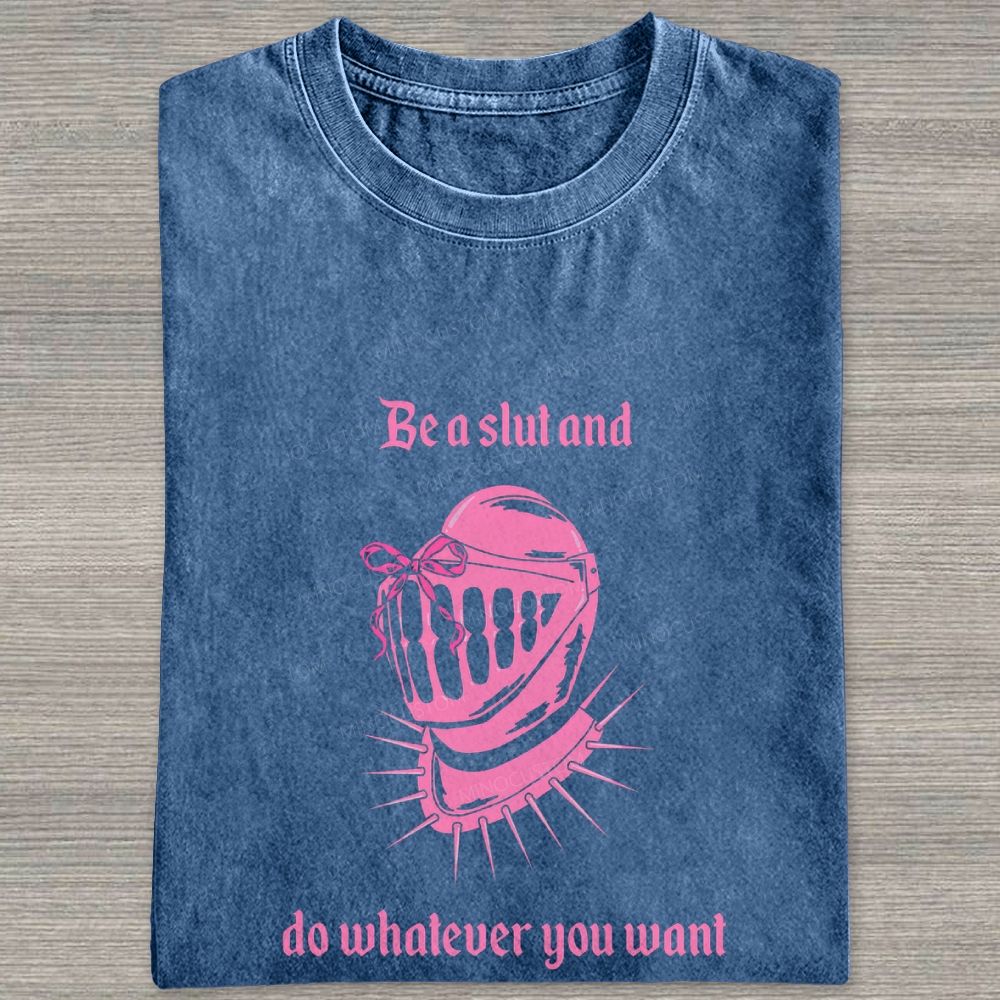 Pink Medieval Spiked Helmet With Bow Feminist Gothic Graphic Washed T-shirt