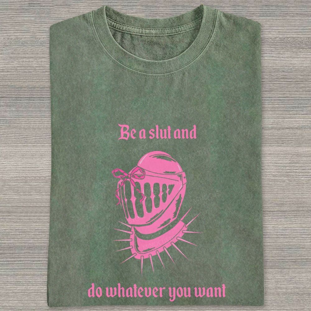 Pink Medieval Spiked Helmet With Bow Feminist Gothic Graphic Washed T-shirt