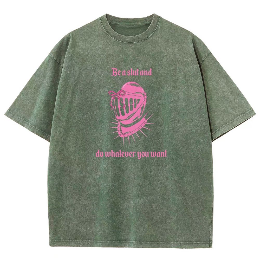 Pink Medieval Spiked Helmet With Bow Feminist Gothic Graphic Washed T-shirt