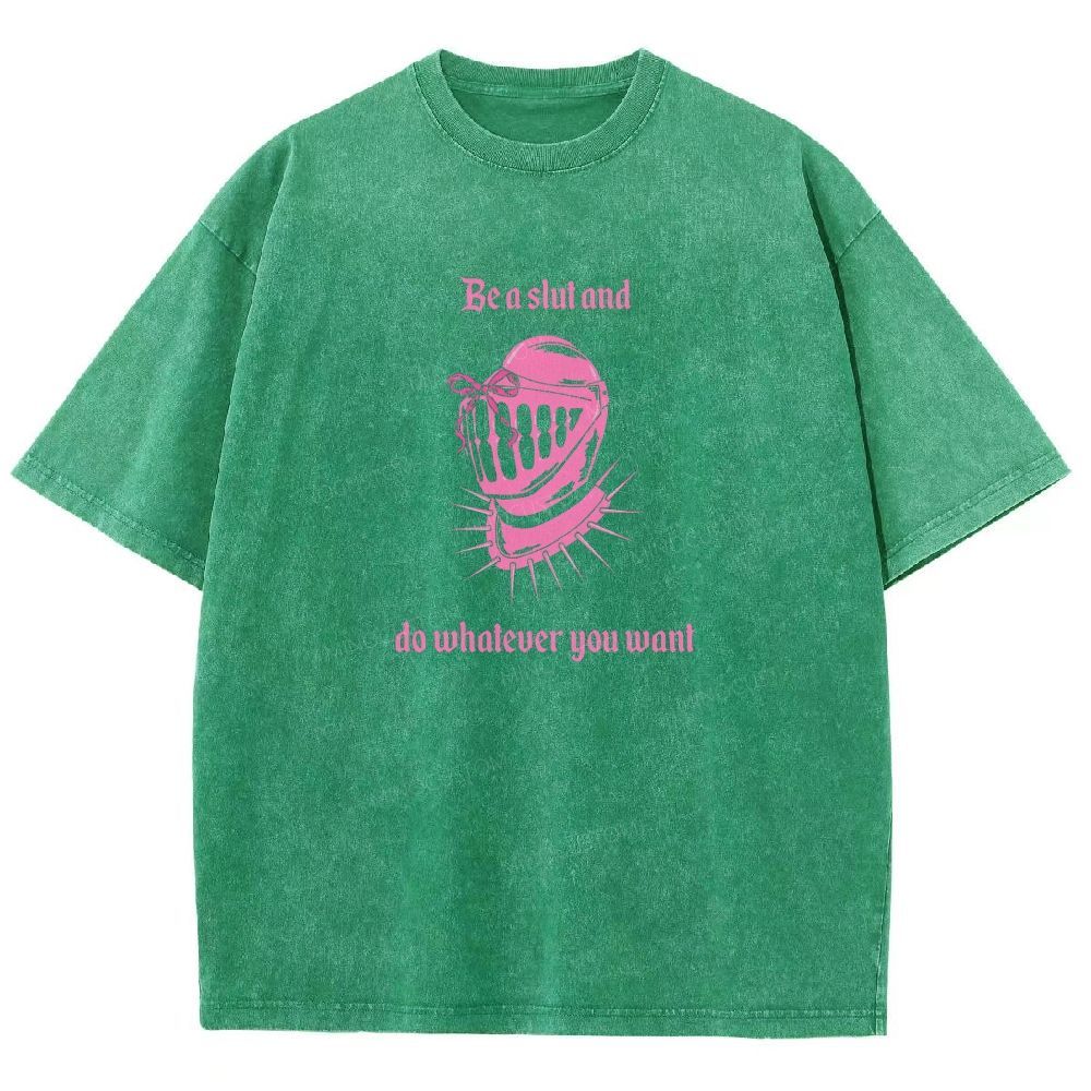 Pink Medieval Spiked Helmet With Bow Feminist Gothic Graphic Washed T-shirt