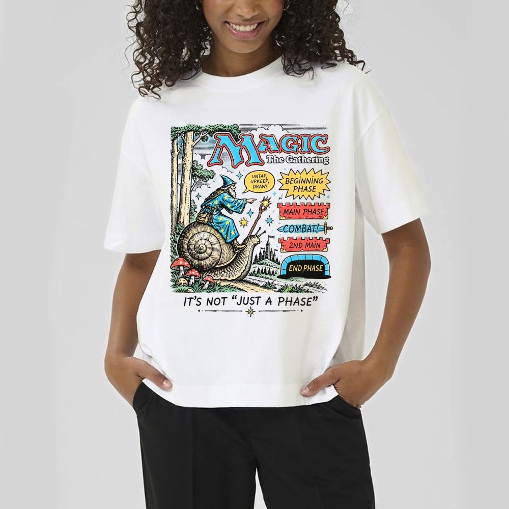 Vintage Wizard Riding Snail Fantasy Graphic Cotton T-Shirt