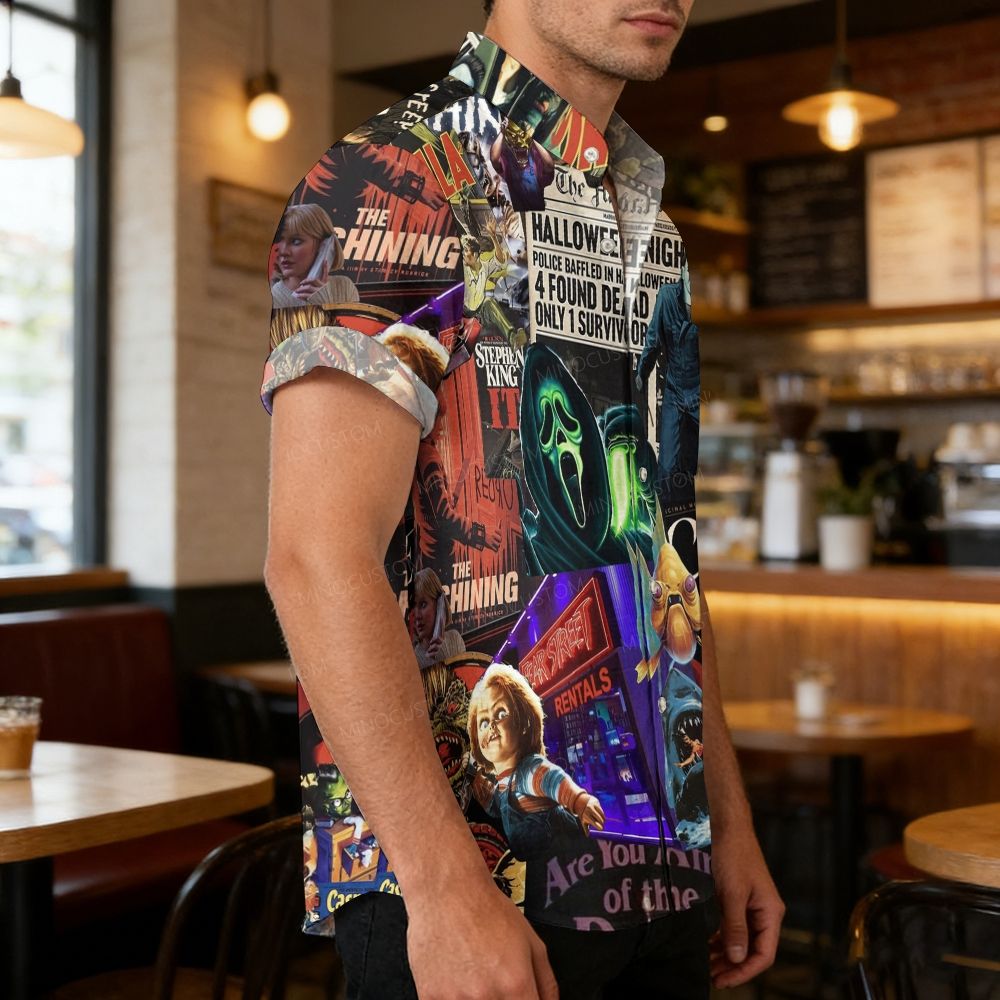 Vintage Retro Horror Collage Art Short Sleeve Shirt