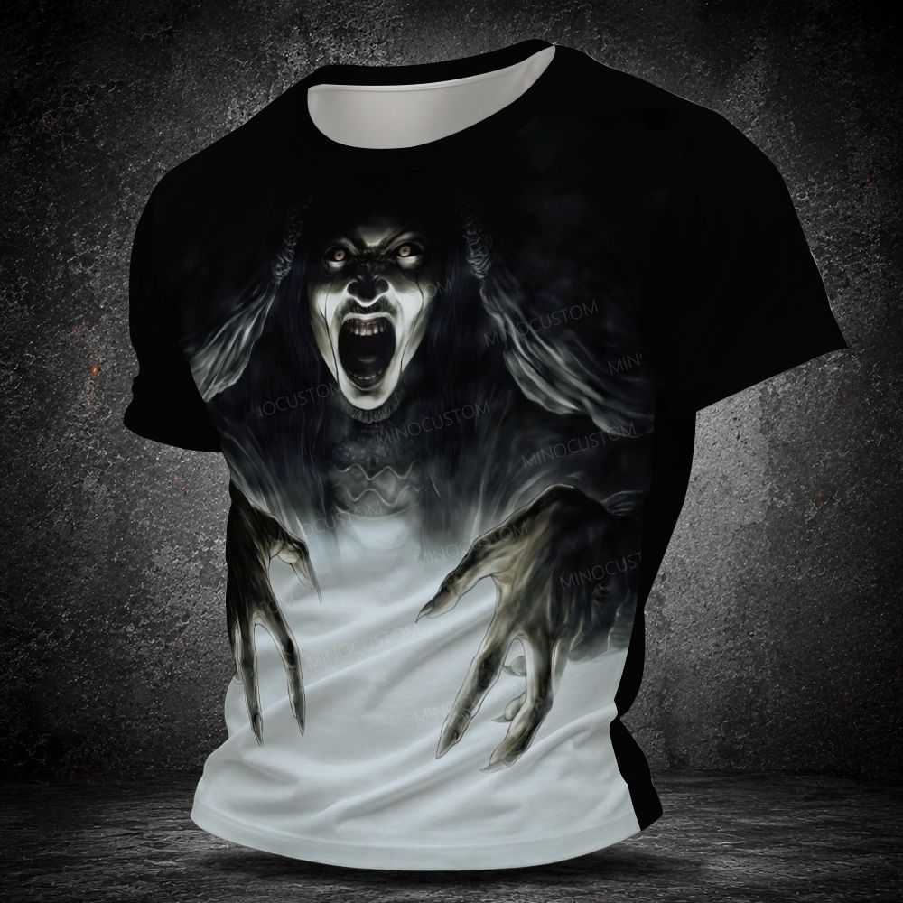 Men's  Vintage Dark Ghost Spirit Horror Graphic Short Sleeve T-shirt