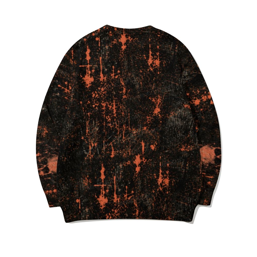 Halloween Theme Skull Print Raglan Long Sleeve Cotton Sweatshirt 