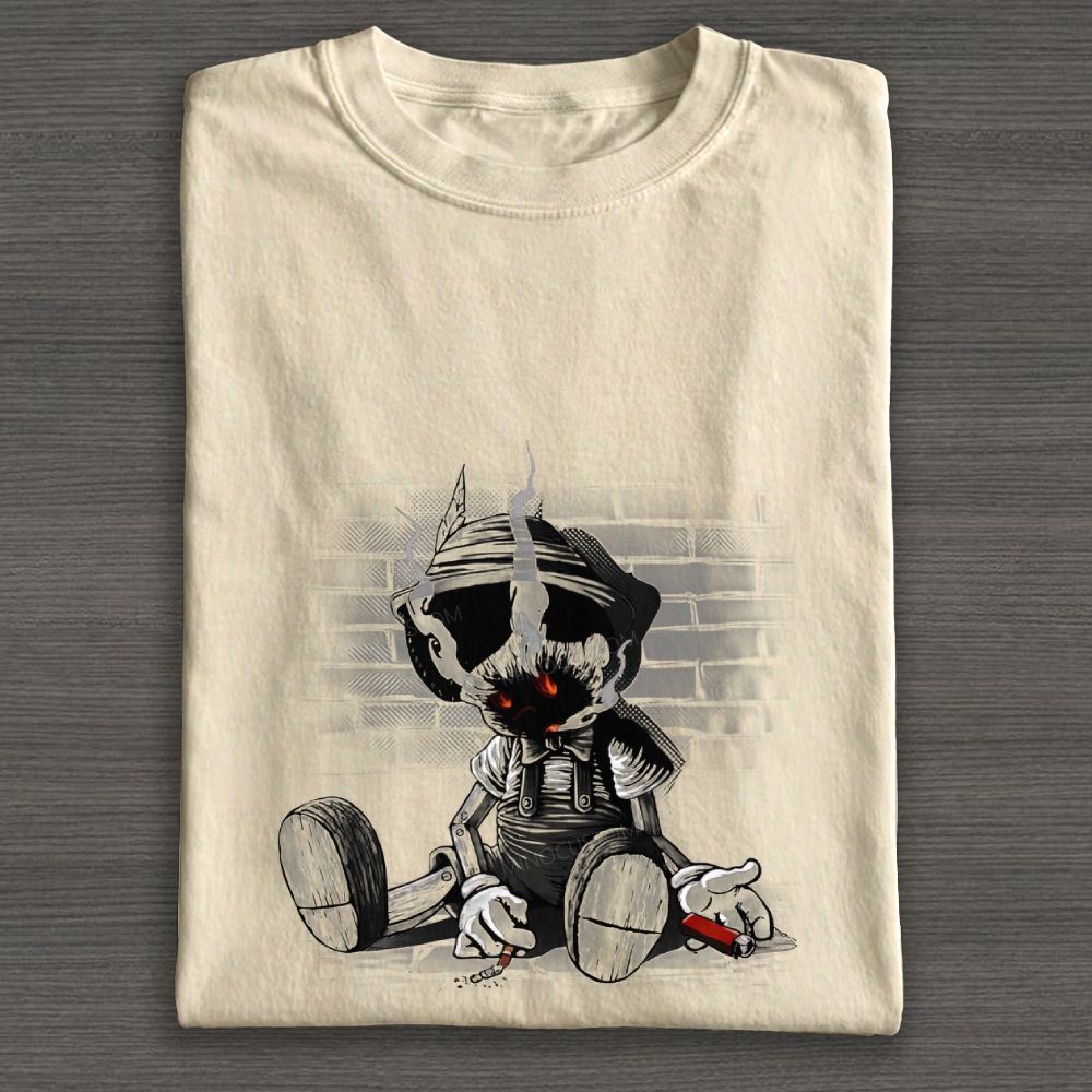 Dark Grungy Wooden Marionette Doll Graphic Cotton T-shirt