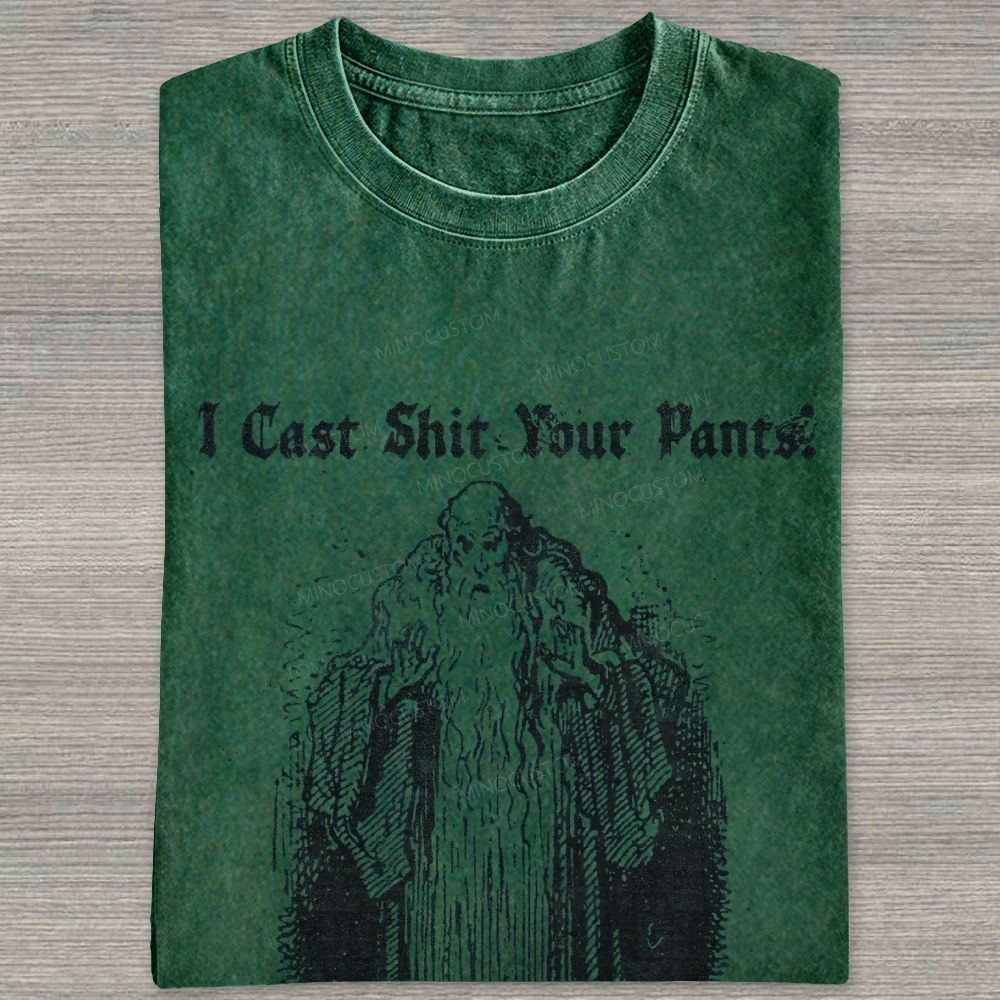 Vintage Wizard Funny Spell Quote Graphic Washed T-shirt