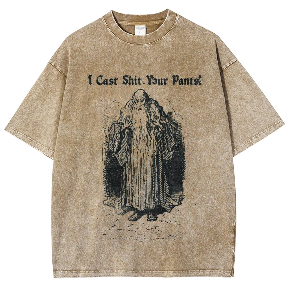 Vintage Wizard Funny Spell Quote Graphic Washed T-shirt