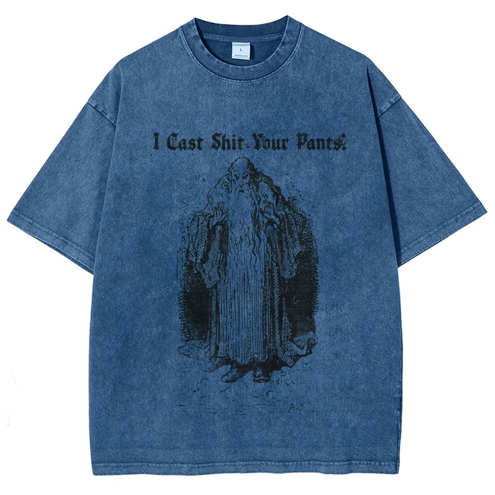 Vintage Wizard Funny Spell Quote Graphic Washed T-shirt