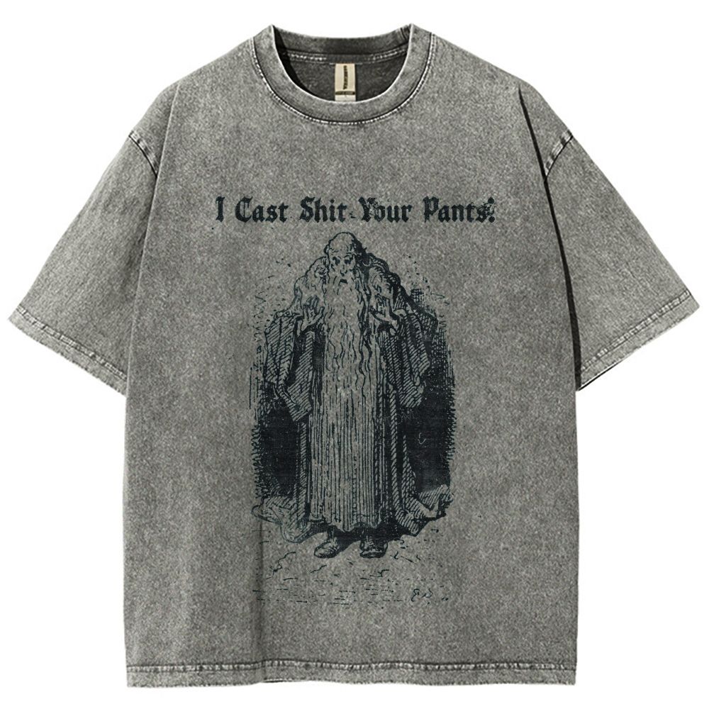 Vintage Wizard Funny Spell Quote Graphic Washed T-shirt
