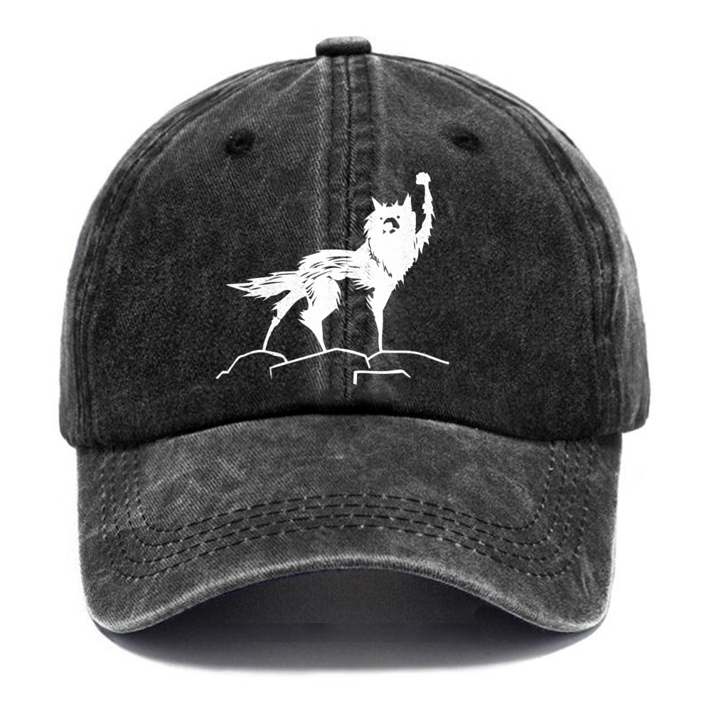 Vintage Raised Fist Fox Graphic Unisex Vintage Casual Washed Cap