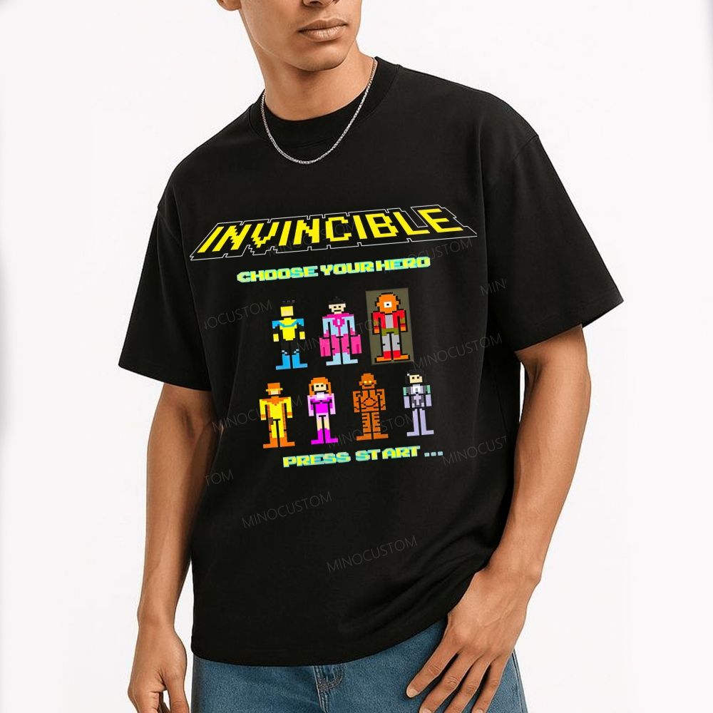 8 Bit Retro Pixel Hero Character Select Screen Cotton T-Shirt