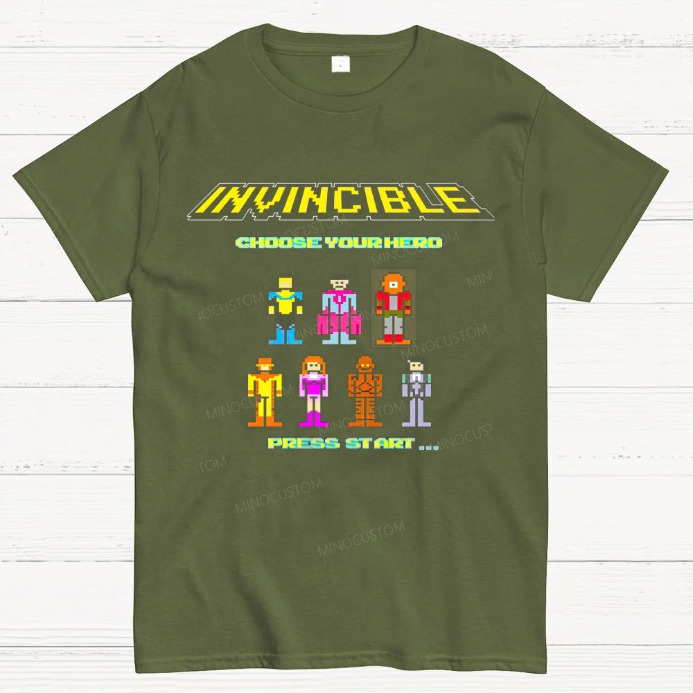 8 Bit Retro Pixel Hero Character Select Screen Cotton T-Shirt
