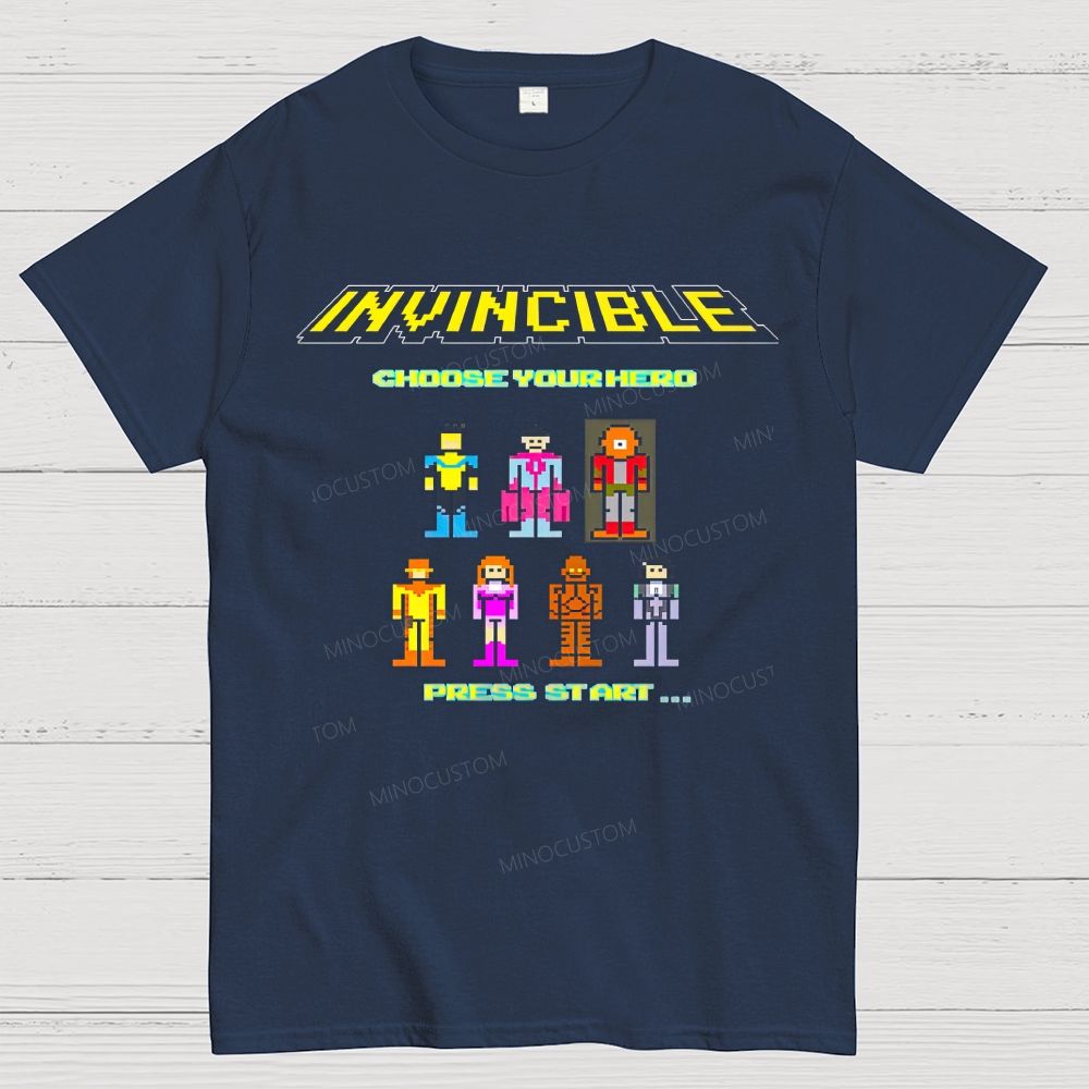 8 Bit Retro Pixel Hero Character Select Screen Cotton T-Shirt