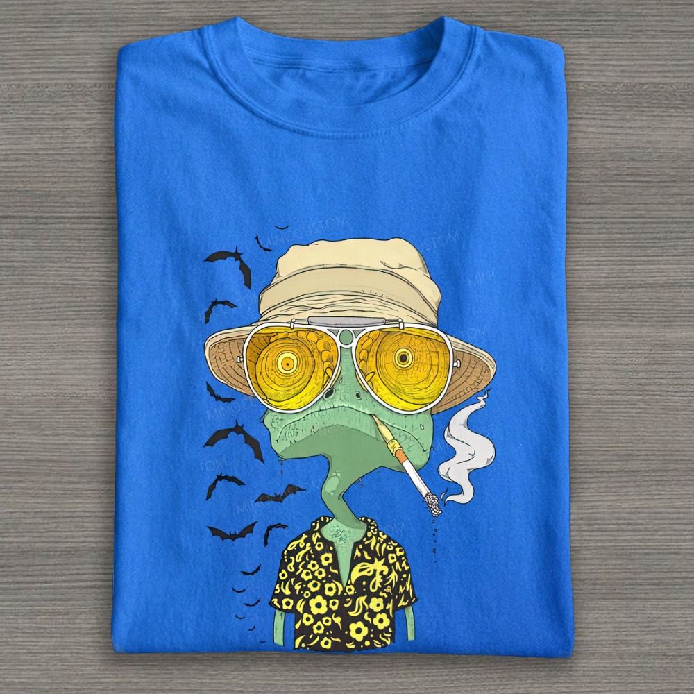 Surreal Desert Lizard With Sunglasses Graphic Cotton T-shirt