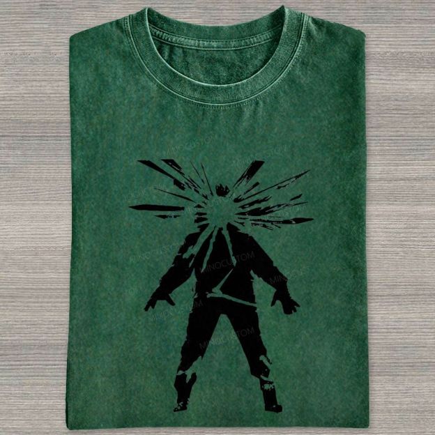 Vintage Washed Exploding Silhouette Graphic Washed T-shirt