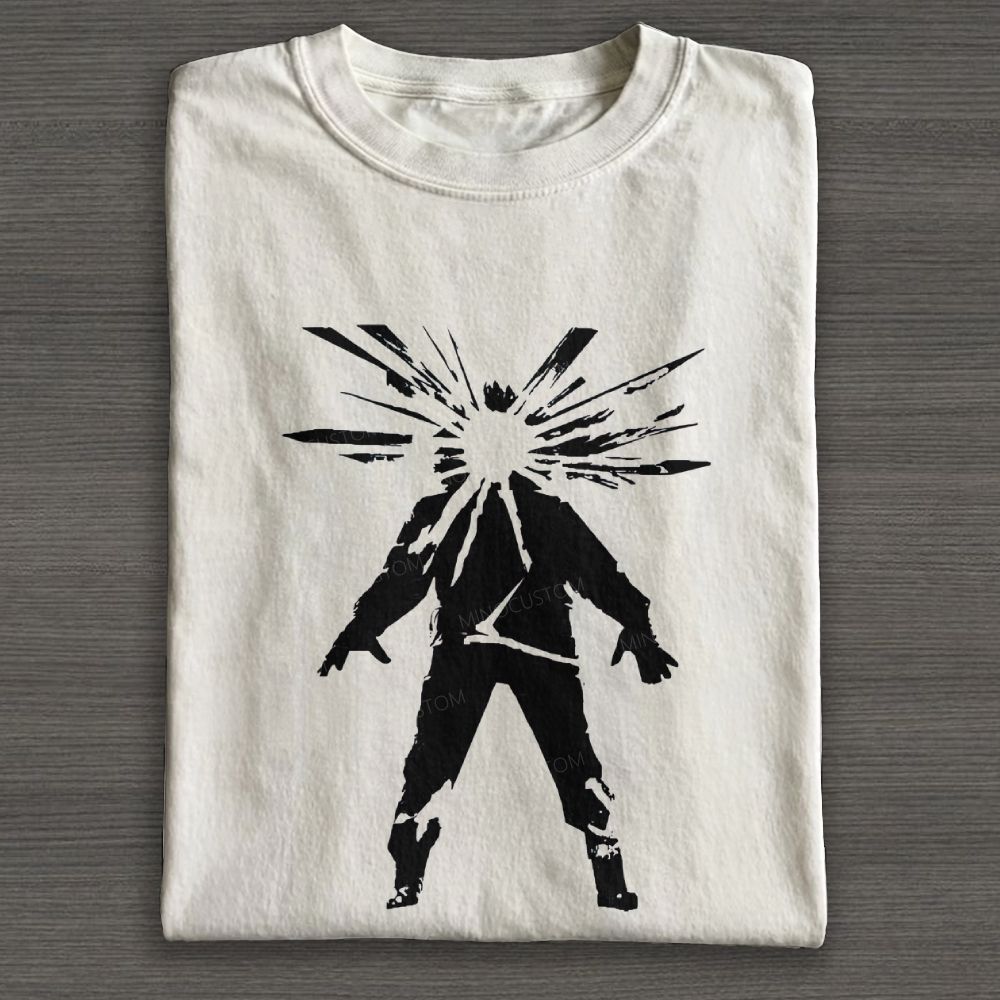 Vintage Shattered Head Abstract Silhouette Graphic Cotton T-shirt