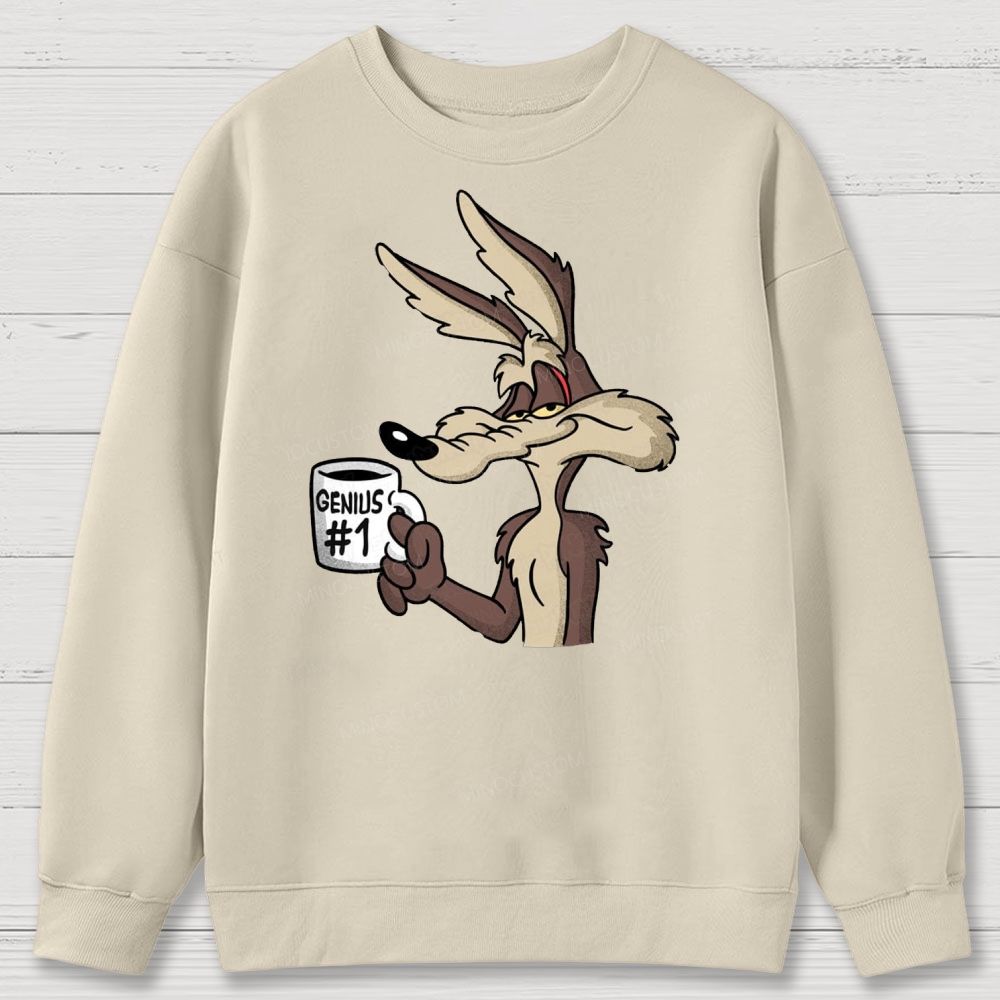 "Genius #1" Wile E. Coyote Cotton Sweatshirts 