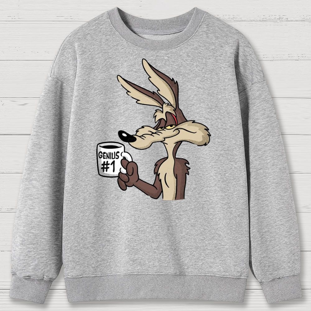 "Genius #1" Wile E. Coyote Cotton Sweatshirts 