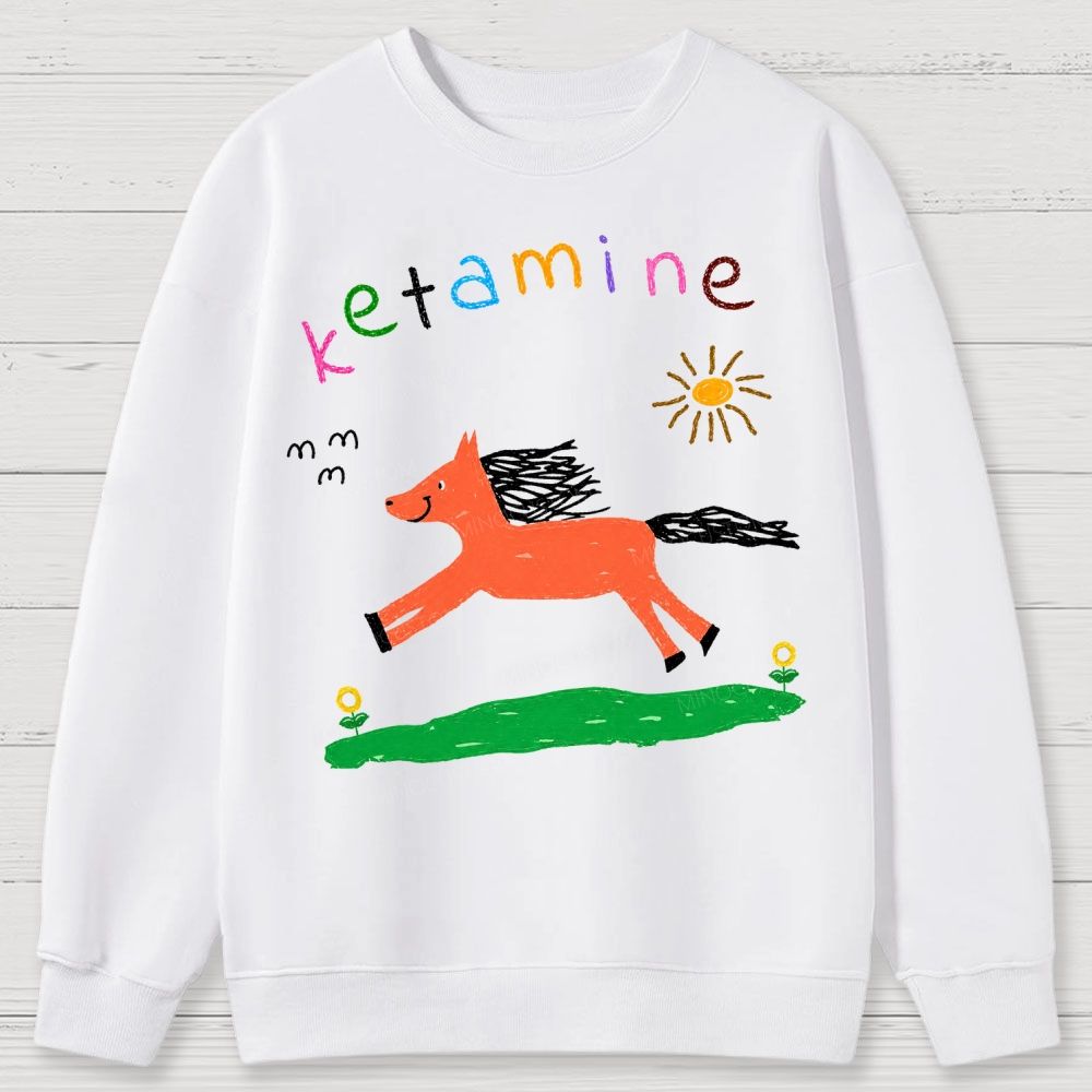 "Ketamine Pony" Whimsical Retro Cotton Sweatshirts 
