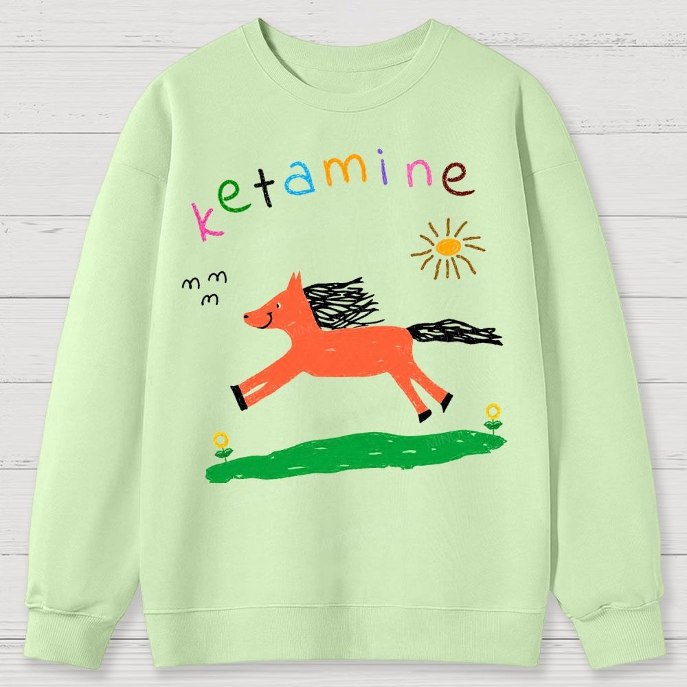 "Ketamine Pony" Whimsical Retro Cotton Sweatshirts 