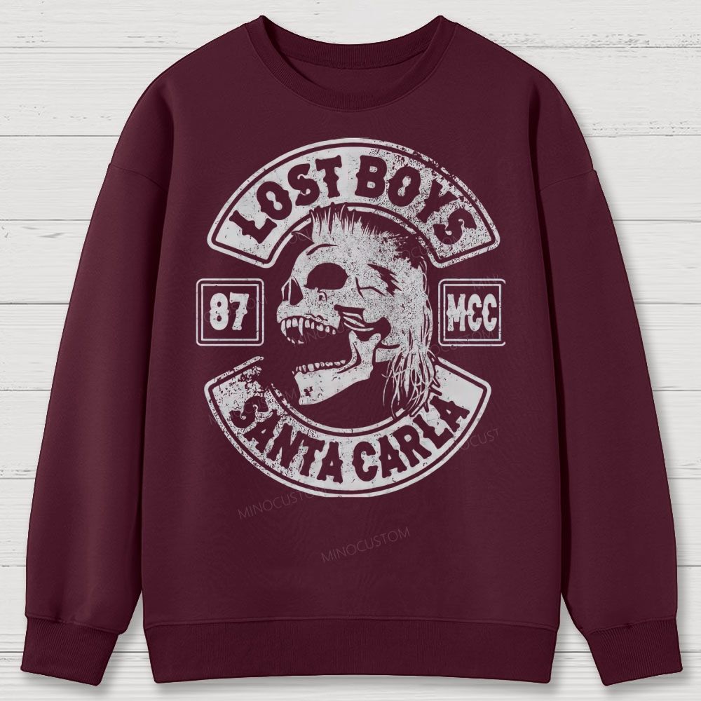 Distressed Biker Emblem Mullet Vampire Skull Cotton Sweatshirts 