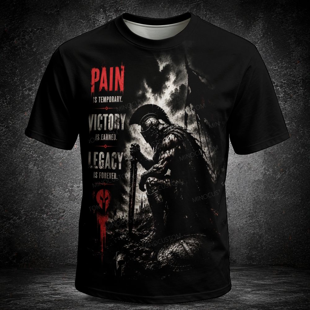 Men's  Vintage Pain Victory Legacy Inspirational Warrior Short Sleeve T-shirt