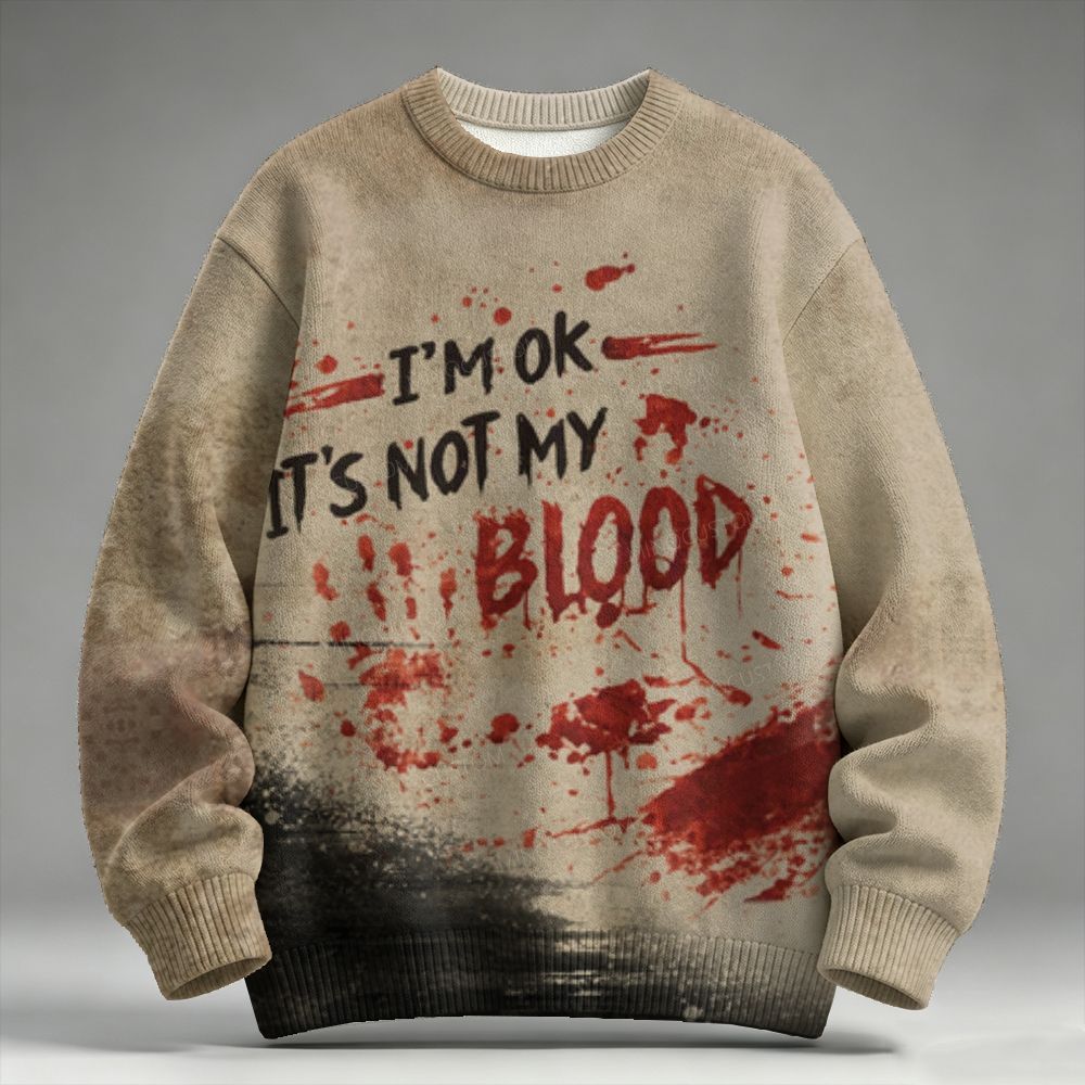 Men's Halloween Bloody Art Print Raglan Sweater