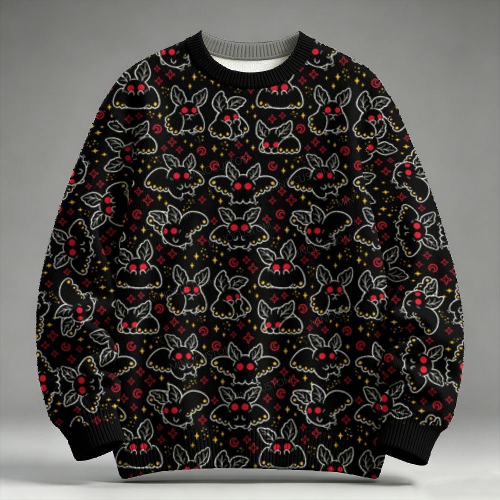 Cute Spooky Moth All Over Print Raglan Sweater 