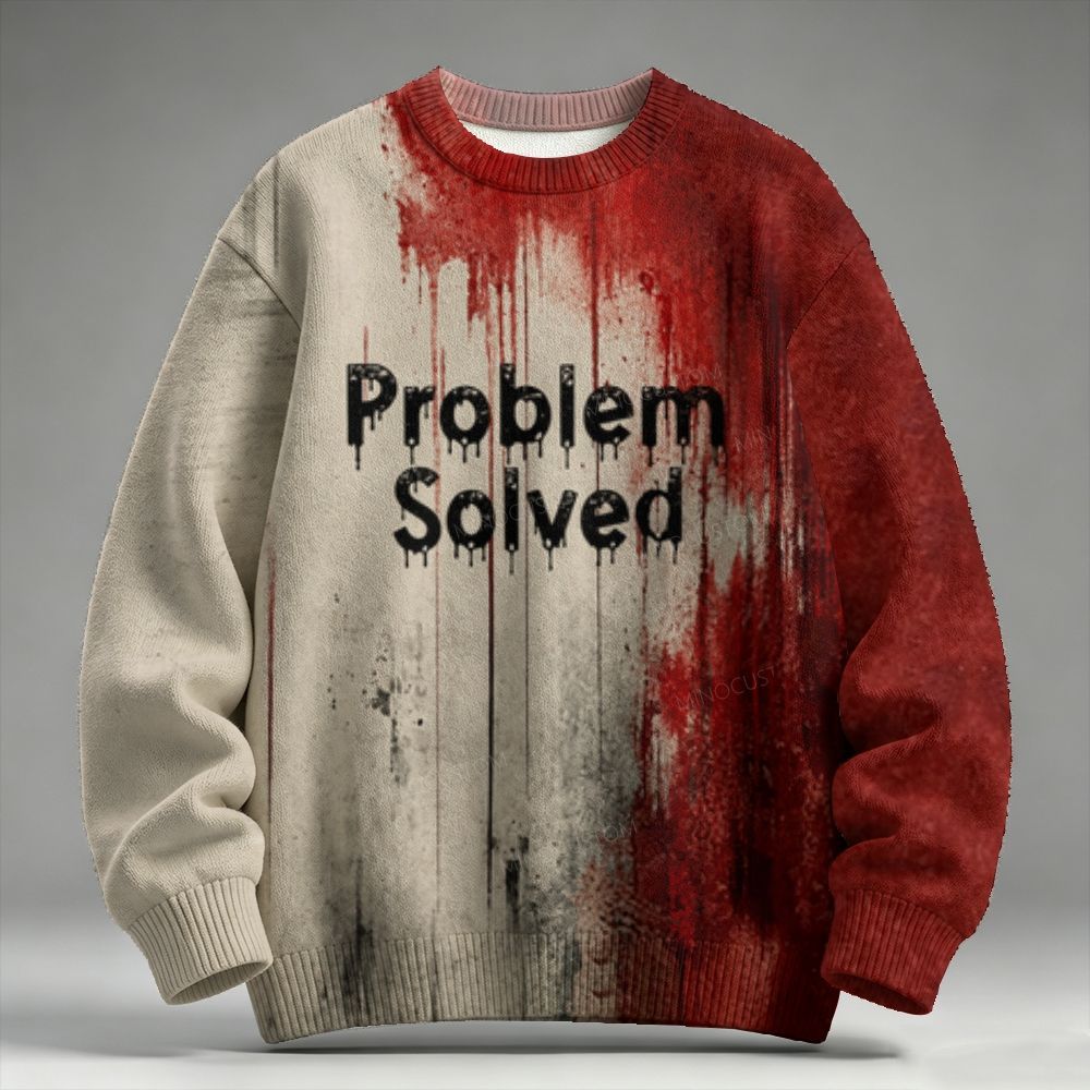Men's Bloody Problem Solved  Raglan Long Sleeve Sweater