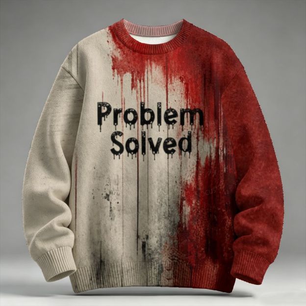 Men's Bloody Problem Solved  Raglan Long Sleeve Sweater