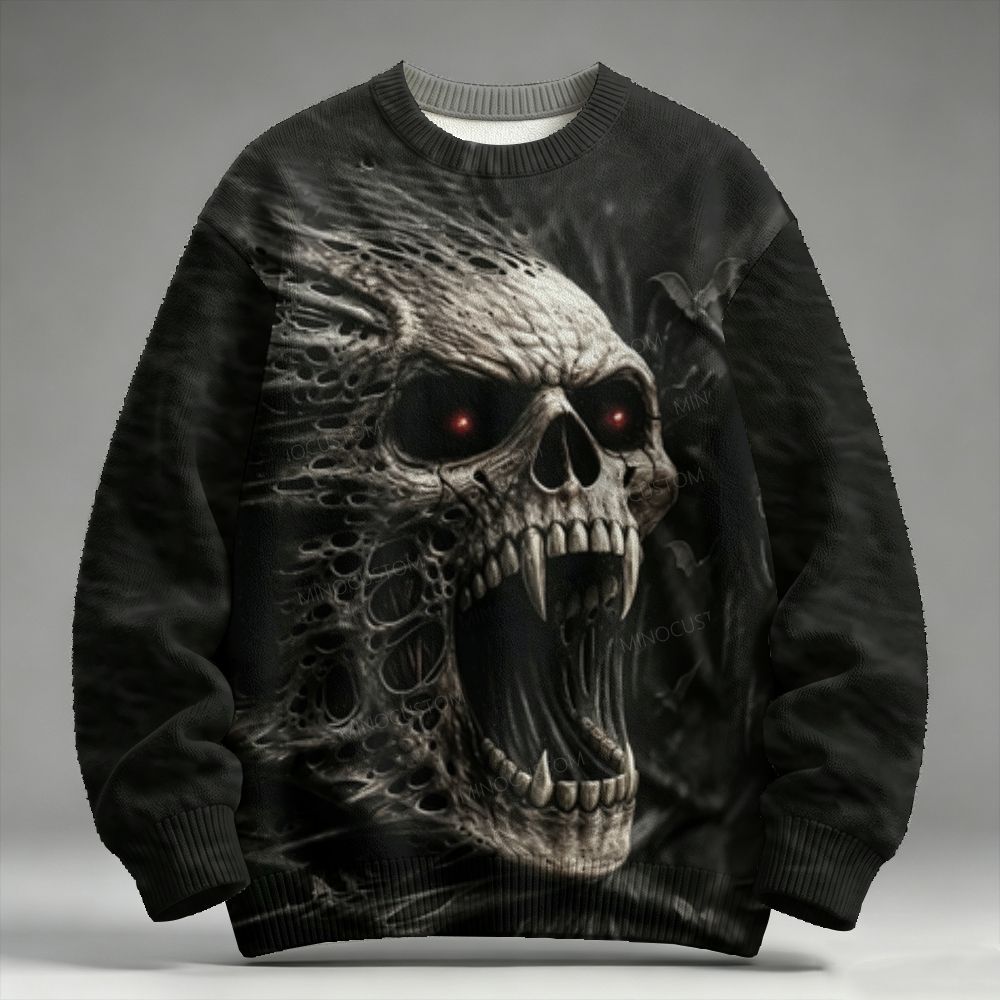 Dark Skull Raglan Long Sleeve Raglan Sweater