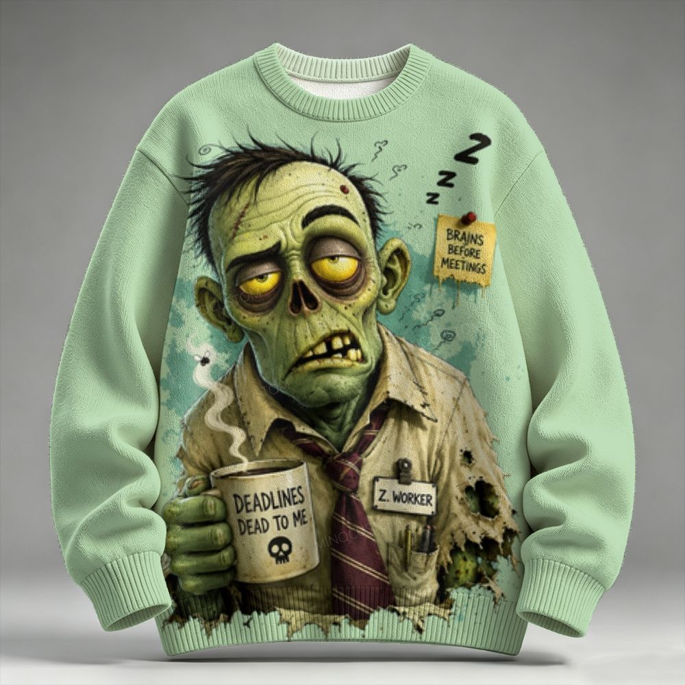 Halloween Scary Skull Pattern Raglan Sweater 