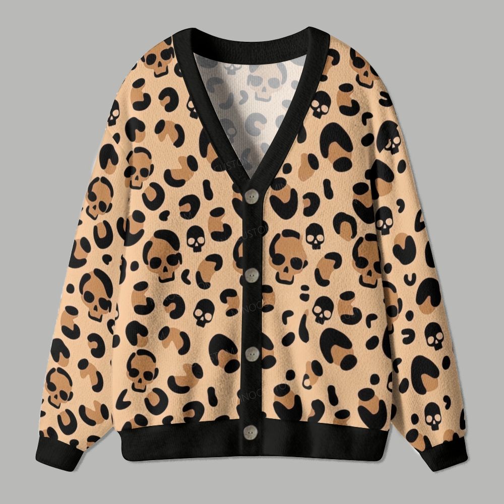 Gothic Animal Print Skeleton Ugly Cardigan Sweater