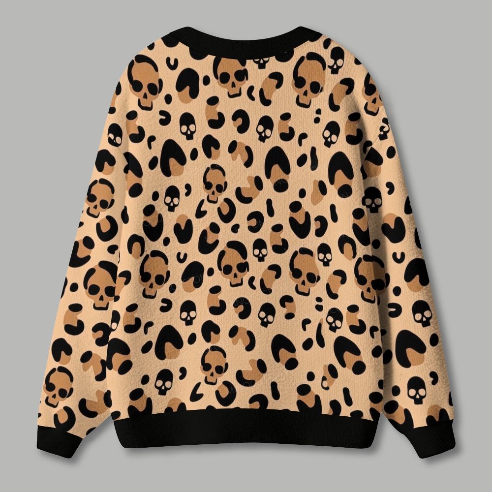 Gothic Animal Print Skeleton Ugly Cardigan Sweater