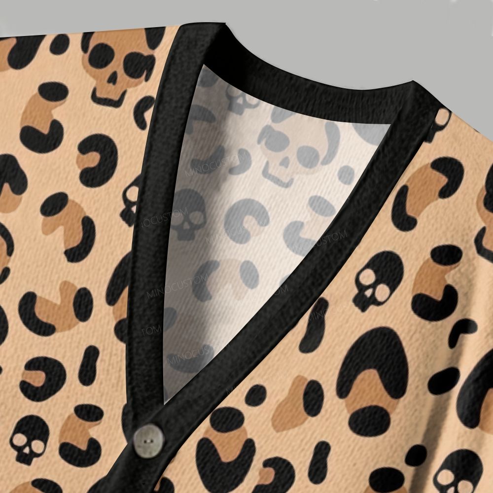 Gothic Animal Print Skeleton Ugly Cardigan Sweater