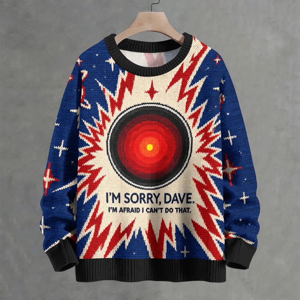 Retro Sci‑Fi Cosmic Lightning Crew Neck Sweater