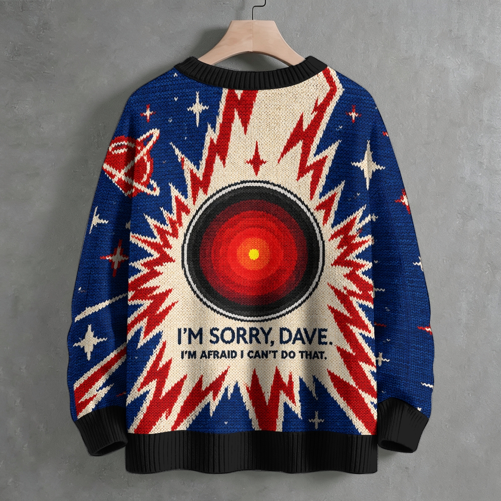 Retro Sci‑Fi Cosmic Lightning Crew Neck Sweater
