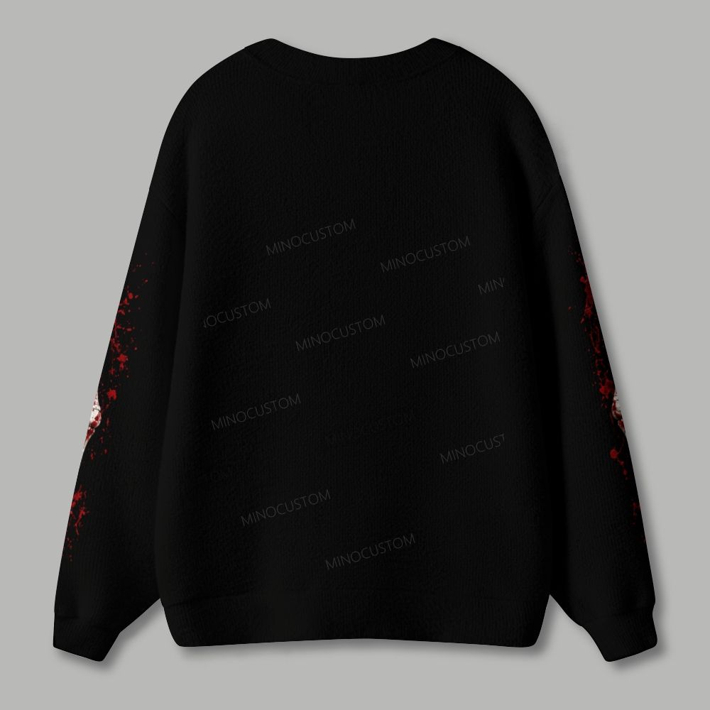 Horror Dark Gothic Bloody Skeleton Torso Ugly Cardigan Sweater
